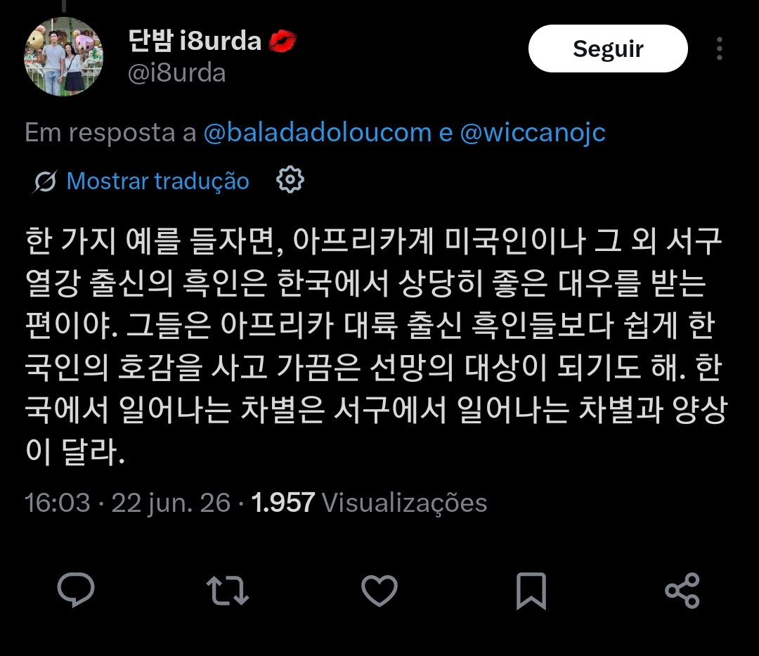 ideeabstrait's tweet photo. @hyelin367630 @vengeancetrlgy exatamente como vocês são conhecidos pelo racismo com negros.
asiaticos aqui pelo menos são tratados como iguais independente de qualquer coisa, diferente de vocês que admitem que o tratamento muda de acordo com a nacionalidade e ainda se orgulham disso, eu teria vergonha! https://t.co/Ol9Bemd3ei