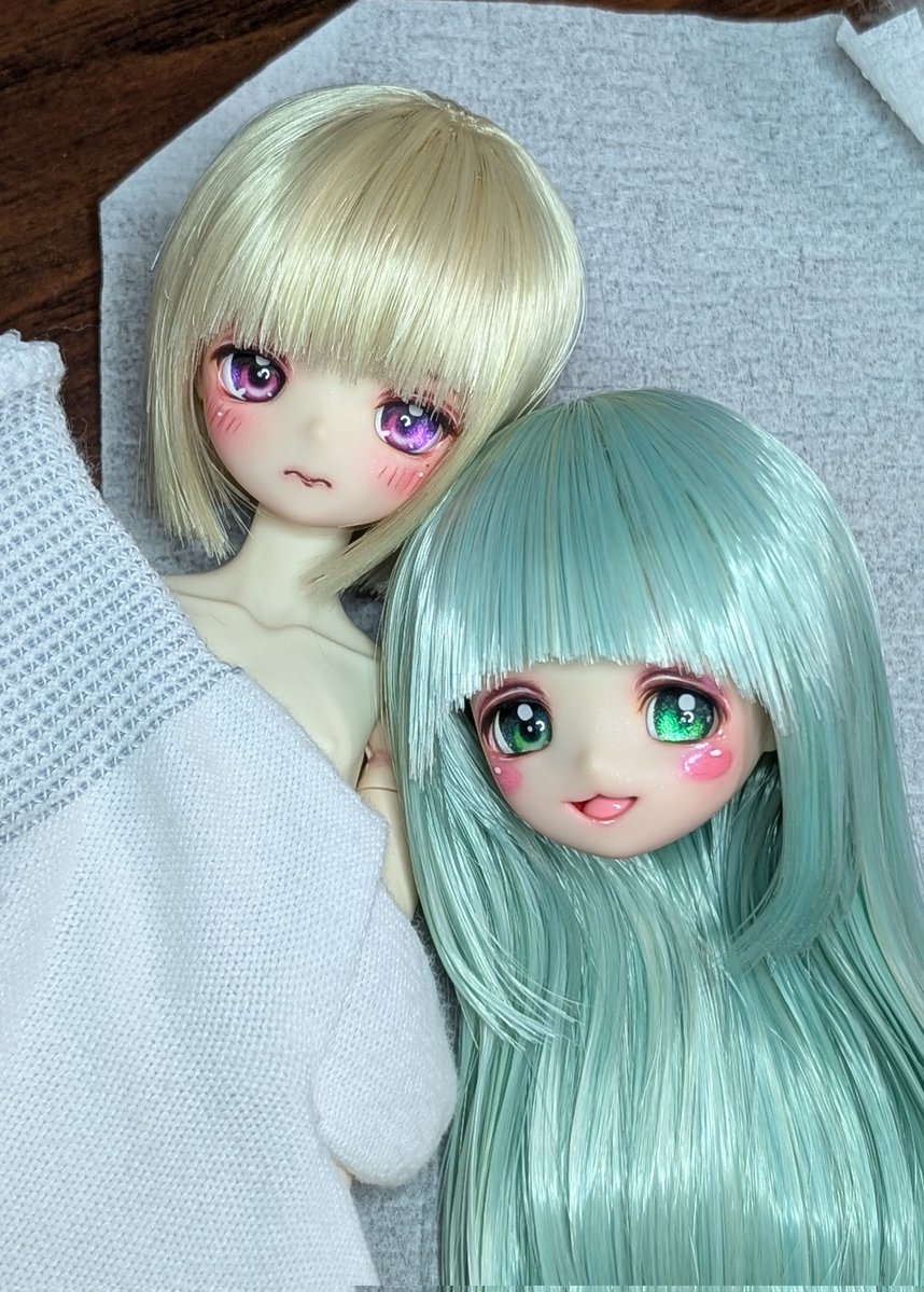 kaerunodollya's tweet photo. ヘッドできた＆ウィッグ調整中
かわいっすね~😙~♪
今回は初心者向けの管理しやすさ重視、固めなしのサラサラ仕上げで行きたい https://t.co/da5Bm69qPk