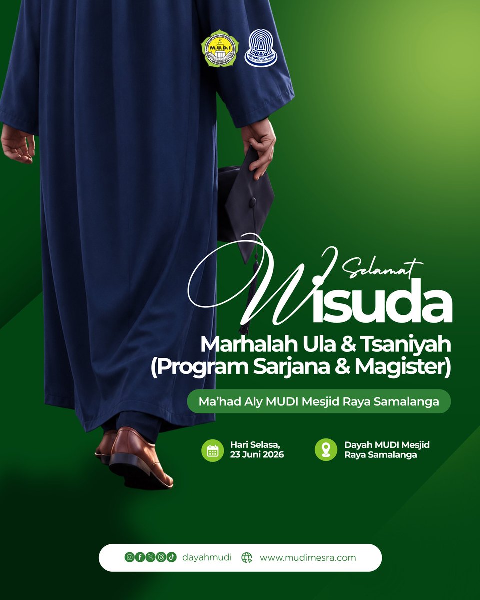dayahmudi's tweet photo. Selamat dan sukses kepada seluruh wisudawan dan wisudawati Marhalah Ula &amp; Tsaniyah Ma’had Aly MUDI Mesjid Raya Samalanga. https://t.co/ax5gs2tiGQ