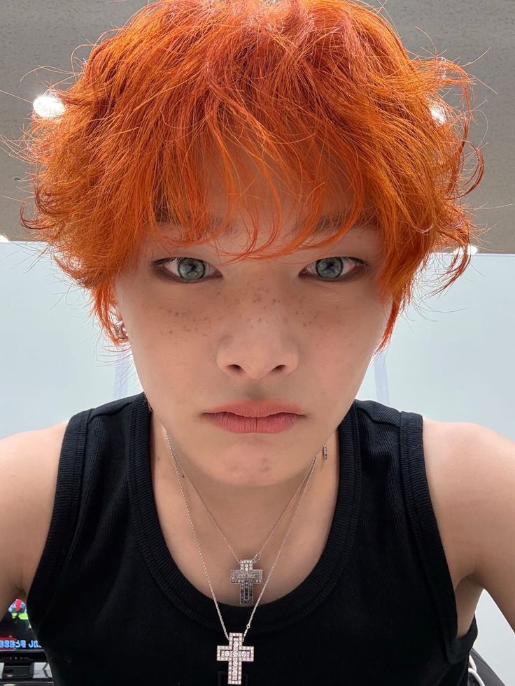 femhyunin's tweet photo. how is everyone able to be calm about the fact that this jeongin existed and had freckles and pouty lips and fox hair and blue eyes and and https://t.co/doH4bHiQ6O