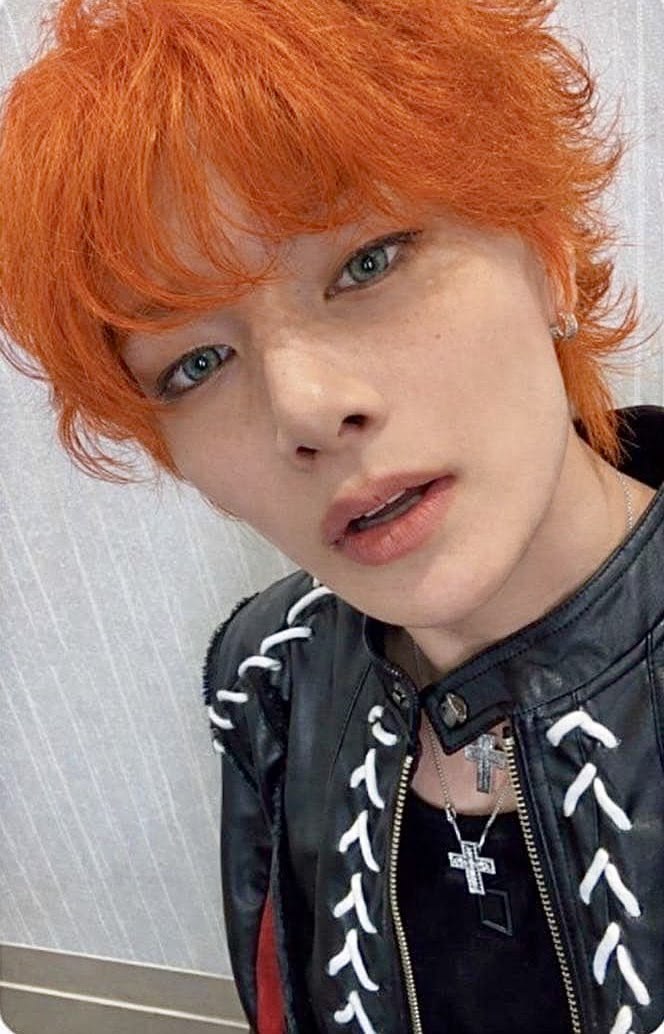 femhyunin's tweet photo. how is everyone able to be calm about the fact that this jeongin existed and had freckles and pouty lips and fox hair and blue eyes and and https://t.co/doH4bHiQ6O