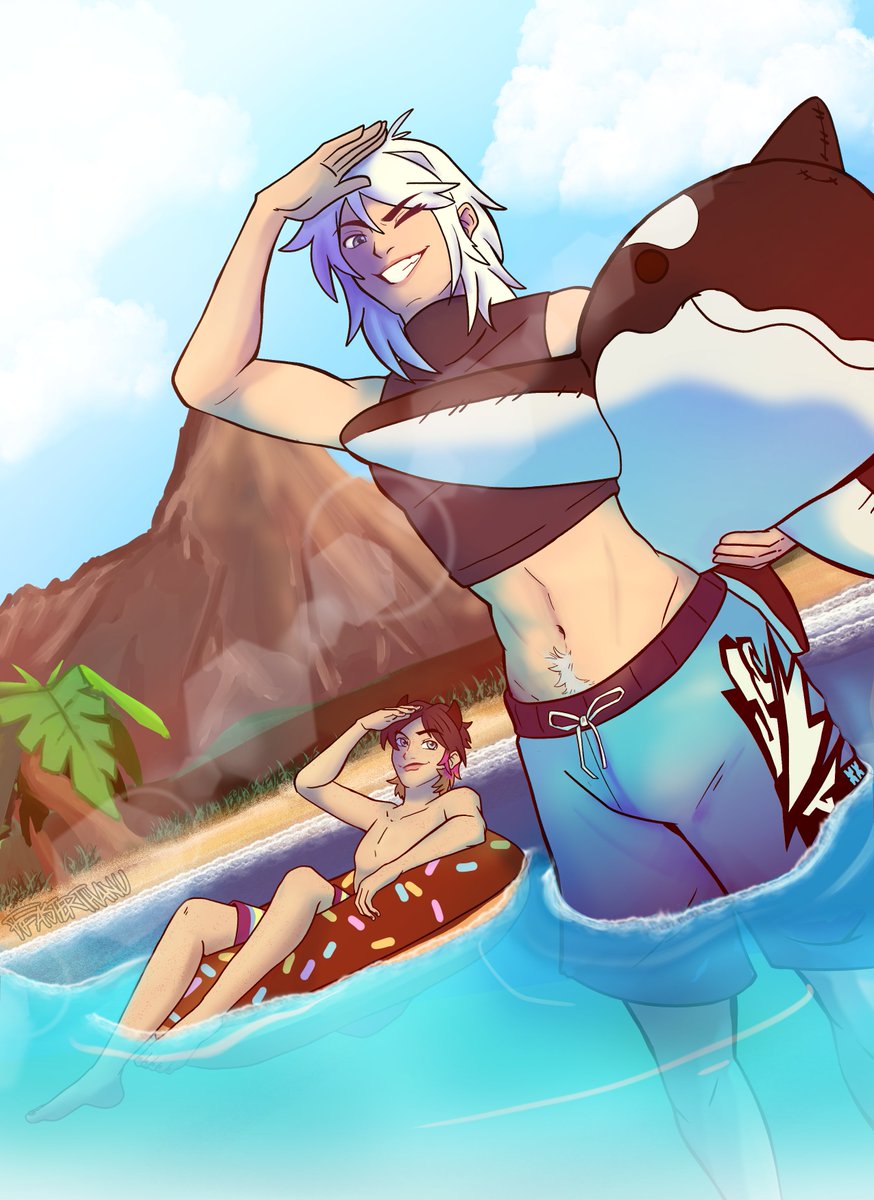 ffasterthanu's tweet photo. // valorant , jett n' clove 

enjoyed participating in #VCCPrideZine2026 🫍💙
had to sneak an orca in my piece somehow c:< https://t.co/VjHGFz1RYy