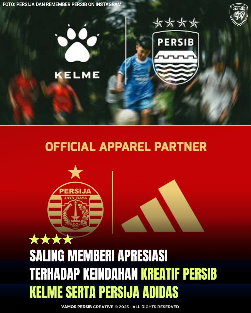 Reseupersib's tweet photo. Sudah saatnya kita menepikan sejenak ketegangan rivalitas yang melelahkan. Jika kita bersedia membuka mata dan pikiran dengan jernih, keputusan kedua klub besar ini untuk menggandeng merek olahraga ternama adalah sebuah lompatan besar yang sangat membanggakan. 

Kehadiran Adidas Indonesia sebagai pemegang lisensi resmi lokal yang siap membangkitkan sejarah baru di ibu kota, bersanding dengan Kelme yang sukses menyuplai kebutuhan Maung Bandung, membuktikan bahwa pasar sepak bola kita semakin profesional dan dilirik oleh produsen besar. 

Tidak ada yang perlu diperdebatkan secara negatif; keduanya membawa antusiasme kreatifnya masing-masing.