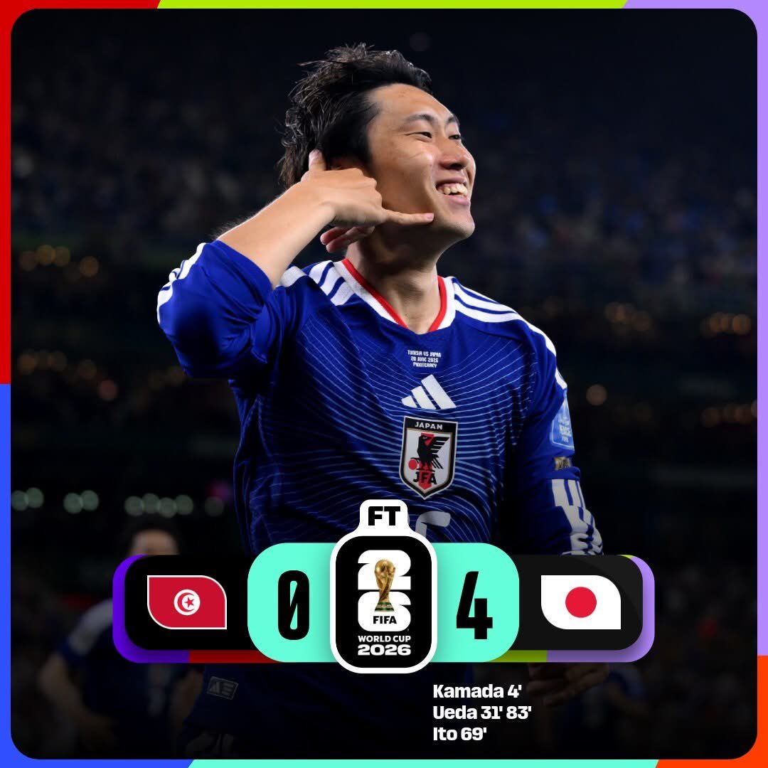 manunited05's tweet photo. Copa Mundial de la FIFA 2026.
#FIFAWorldCup2026
Grupo F. Partido 1000.
Túnez 0-4 Japón 
Estadio Monterrey, Guadalupe, México. https://t.co/4dM9VhpVqC