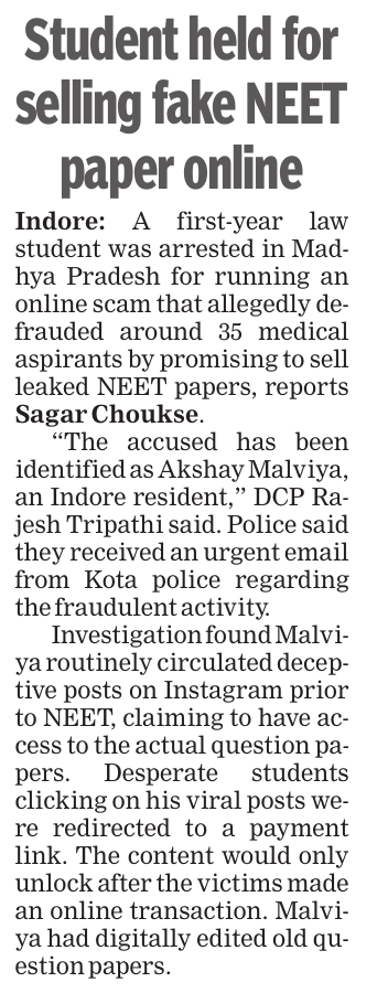 prasannavishy's tweet photo. By all accounts, the NTA appears to have done a commendable job conducting the NEET retest after the earlier paper leak.

The scale of the security apparatus deployed appears to have been massive (ToI report). 51,311 jammers, 38,795 frisking personnel, 48,448 biometric verification staff, a nationwide mock drill, and real-time AI-based surveillance across 551 cities.

The agency also seems to have acted swiftly against the viral "fake leak" video and cracked down on impersonation rackets in Bihar and MP while the examination process was underway.

Yet, while all this may reassure students about the integrity of the examination, lot of folks continue to raise the question - why does a medical entrance exam require a command-centre-led, near military-style operation to ensure fairness?

The answer lies in the structure of NEET itself.

NEET is the only score that determines admission to medical colleges in India. One exam. One day. One number. Every vulnerability (paper leaks, impersonation, dummy candidates, biometric fraud) is concentrated into a single point of failure because the rewards for cheating are enormous and the attack surface is massive.

Which is precisely why an "on-demand, 24x7x365" NEET (something occasionally floated as a solution) is unlikely to work. We simply cannot sustain this level of security infrastructure every single day, indefinitely, across thousands of examination centres.

TBH, the smarter solution is the one the NTA is finally moving towards, although it is unfortunate that it was not implemented immediately after the 2024 leak episode. A JEE Main-style model.

A computer-based test conducted across multiple sessions over a few fixed days, combined with percentile normalisation and best-of-attempt scoring, reduces the risks substantially.

TA has already informed the Supreme Court that NEET-UG is expected to move to a CBT format from 2027, with multi-session and potentially multi-stage testing under consideration. Digital delivery effectively eliminates the traditional physical paper-leak vector. A limited number of staggered sessions also removes the incentive to target a single mega examination day, without requiring a parallel security state to operate every day of the year.

In countries such as the United States, the MCAT is only one component of the admissions process, alongside science GPA, clinical exposure, research experience, personal statements and institution-specific evaluations. In India, however, NEET remains the sole criterion for medical admissions. A genuinely multi-criteria admissions model is still years away from being practical at scale.

Until India eventually moves in that direction, the NTA will continue to rely on a massive security apparatus to protect the integrity of an examination that shapes the aspirations of nearly 1.4 million medical aspirants every year.