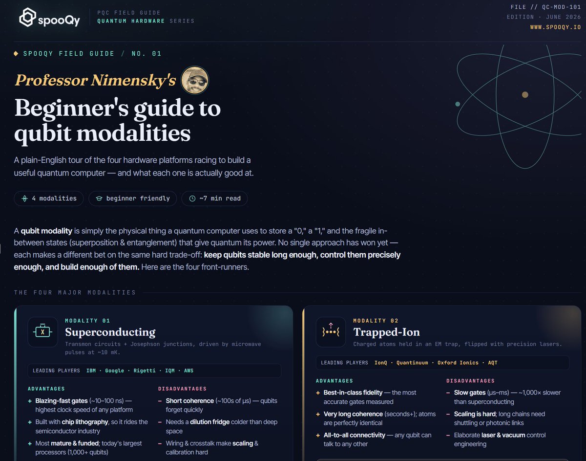 gnimensky's tweet photo. professor nimensky's intro guide to qubit modalities 101 https://t.co/BIewfbDhe5 https://t.co/ikxw8AHVfJ