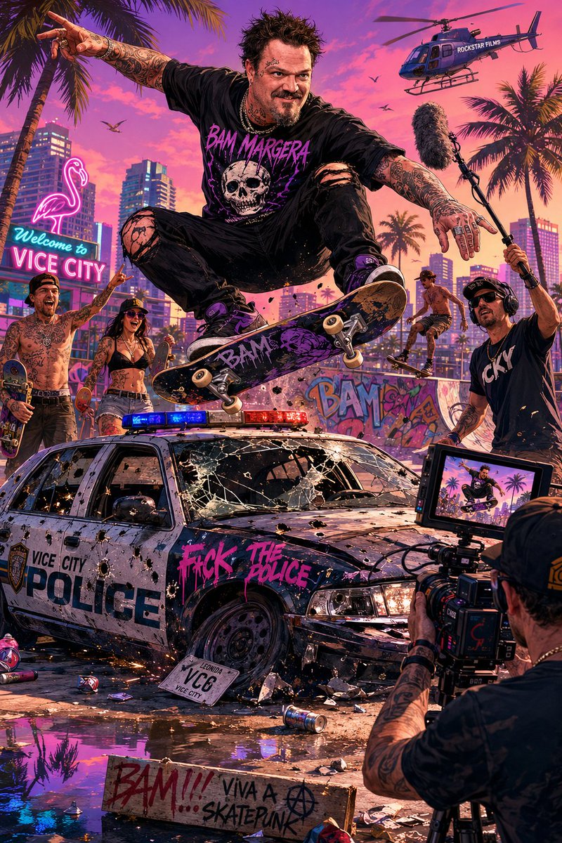 InkedEternally's tweet photo. Turned Bam Margera into GTA 6 character art 
#gta6 #bammargera #gta #vicecity https://t.co/sZiW379SAT