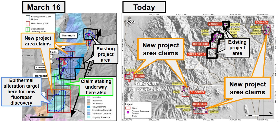 NextInvestors's tweet photo. Our US critical minerals Investment @Od6Metals just expanded its fluorspar project in Nevada.

#OD6 staked four entirely new project areas, lifting the total landholding from 48 to 226 mining claims across ~1,890 hectares and seven project areas.

And #OD6 has crews on site running a sampling program with results expected in 4-6 weeks.

Read more: https://t.co/KV1xvvD1QJ

Disc: 9,825,000 OD6 Shares Held