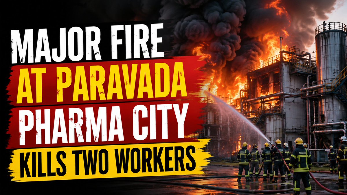 NRIPage's tweet photo. Paravada Pharma City fire kills two workers in Andhra Pradesh
https://t.co/o4Jbyq3K2p
#India News #nripage #paravadafire #pharmacityfire #vizagnews #dakshinenergy #anakapalle #andhrapradesh #factoryfire #chemicalfire #apnews #workerdeath https://t.co/GlViNmeydG