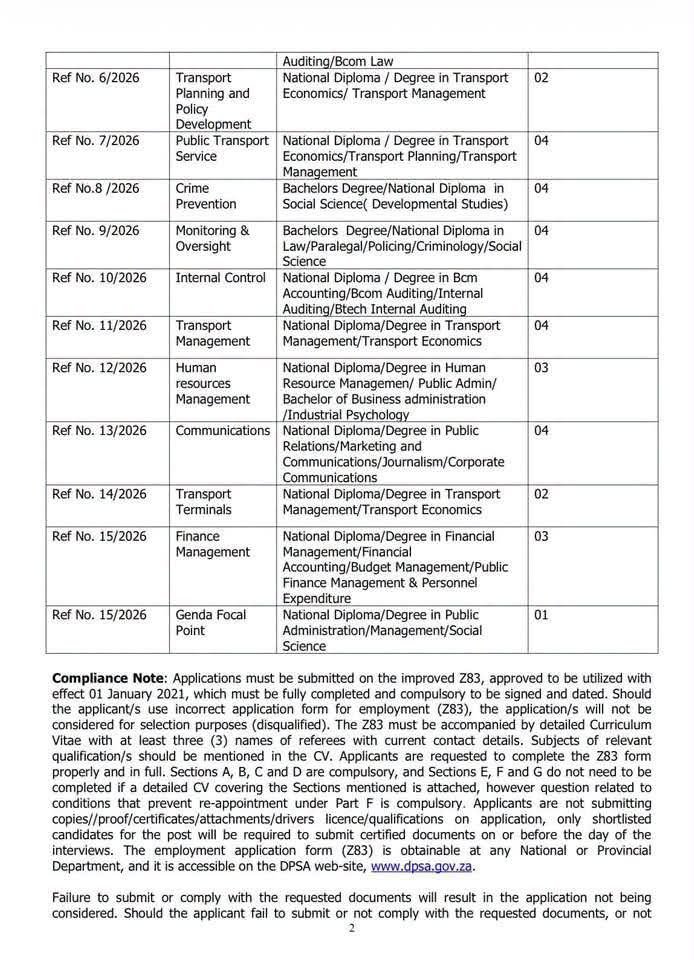 kagisodoc's tweet photo. VACANCY CIRCULAR NO: 01 OF 2026/27 FINANCIAL YEAR

DEPARTMENT OF COMMUNITY SAFETY AND TRANSPORT MANAGEMENT

2026/27 INTERNSHIP OPPORTUNITIES

CLOSING DATE: 17 JULY 2026 https://t.co/dydBLOlOOo