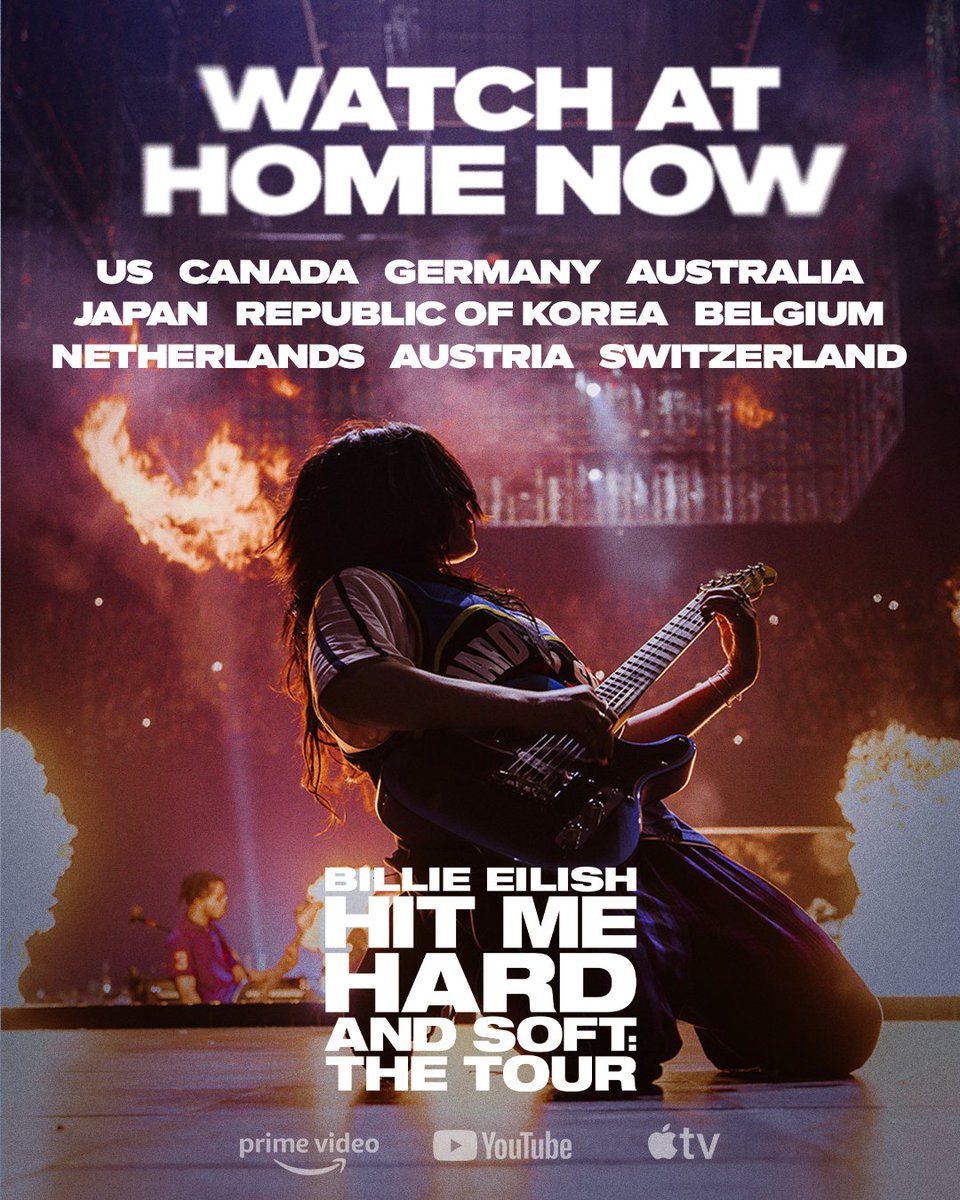 Billie3DMovie's tweet photo. Bring the movie home with you. 💙 Watch HIT ME HARD AND SOFT: THE TOUR on Digital. https://t.co/3rPNvSellQ