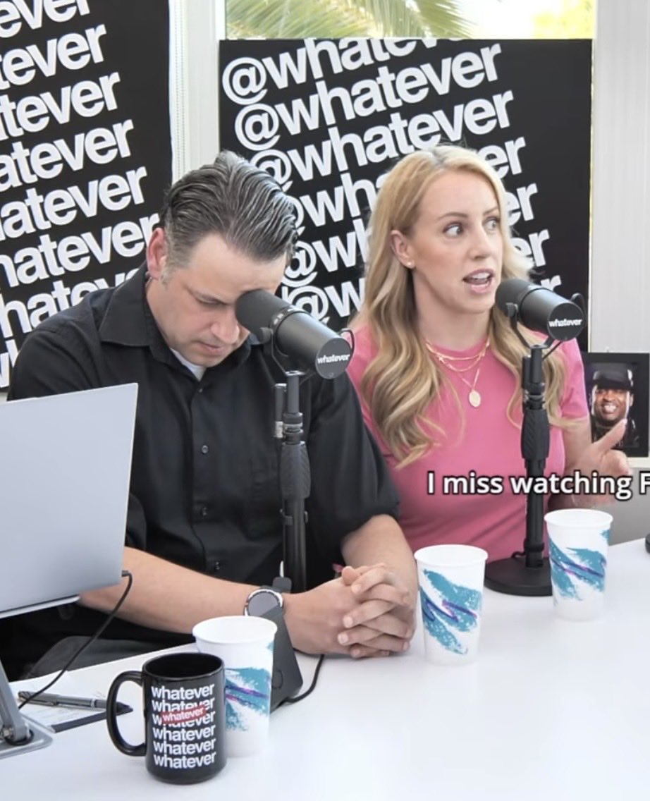 Rach4Patriarchy's tweet photo. If you haven’t seen last night’s 300th episode of the Whatever podcast, this shot sums it up pretty well. 🤣 Link to the full episode below. 👇🏻 https://t.co/gvNQzRUH4Q