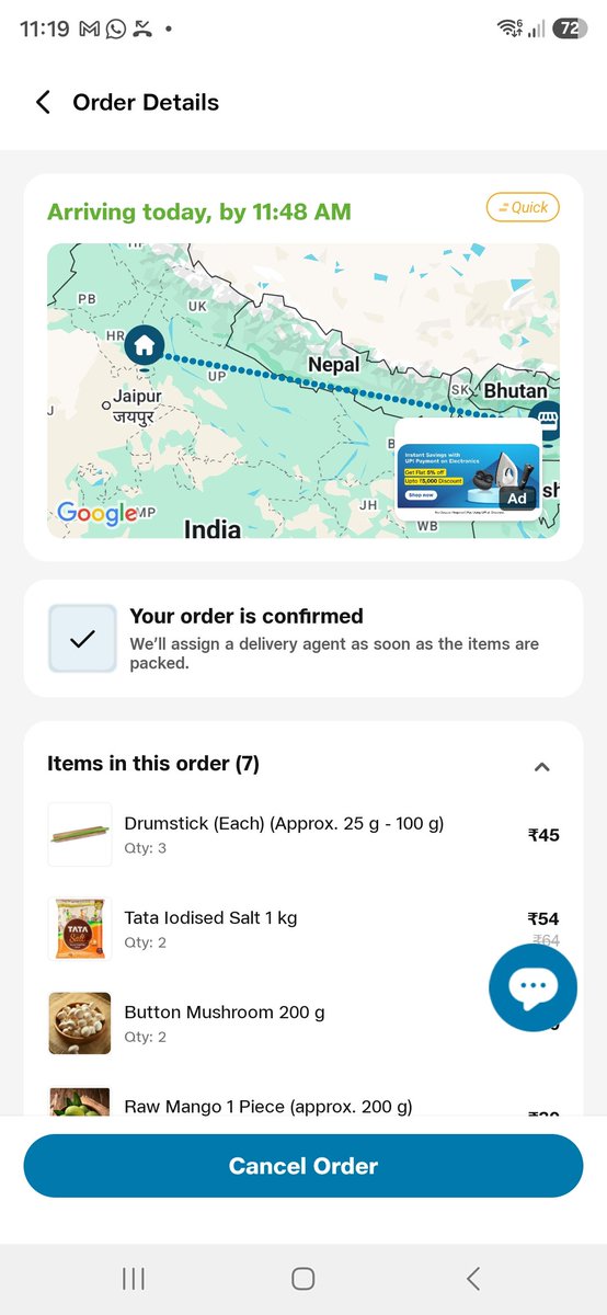 anshuman_noida's tweet photo. Order id JM6A3A1E4C0197E4AD2E
Will i get this today?
It's coming from Bhutan ? 
@JioMart_Support
@JioMart https://t.co/H6f1UqoTfz
