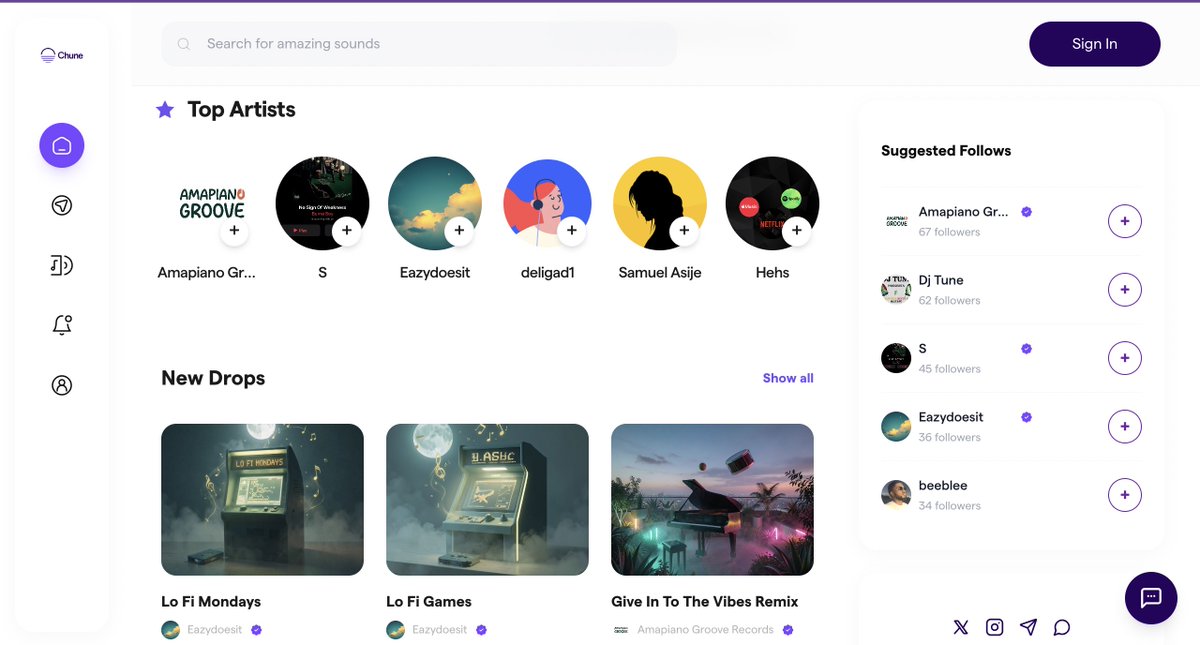chunexyz's tweet photo. 🎵 New Drops

🔥 Top artists climbing the charts.

💜 New follows. New goals.

If your favorite artist isn't on @chunexyz  yet...

👇 Tag them below and tell them they're missing out.

Over 100+ artists have signed up already to join the movement https://t.co/IaZQ6vmesP
