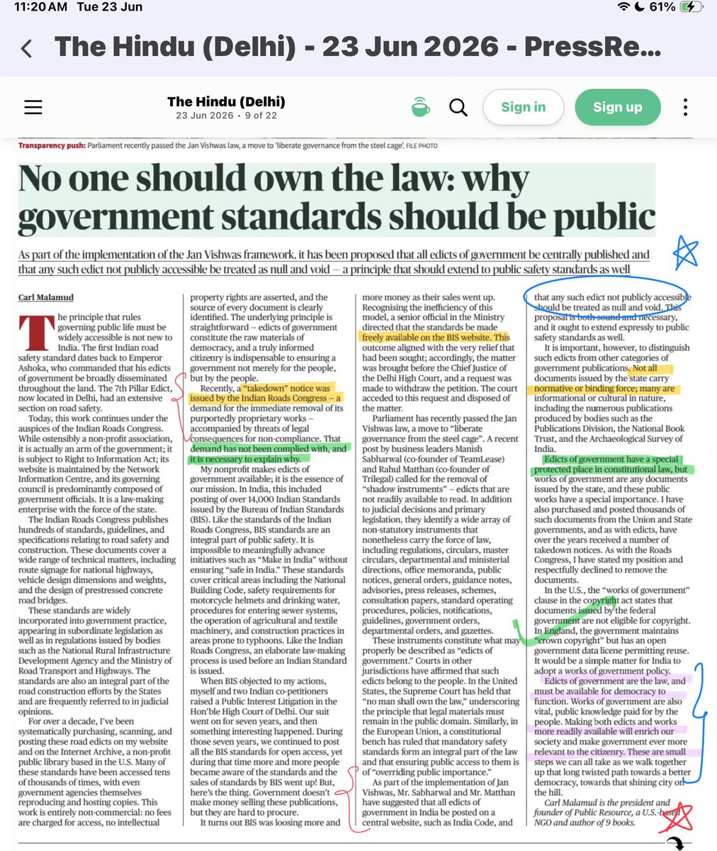 sone_do_mujhe's tweet photo. Why government standards, rules, notifications, should be made public:

Good article. Do read it. https://t.co/MetD1HlxSM