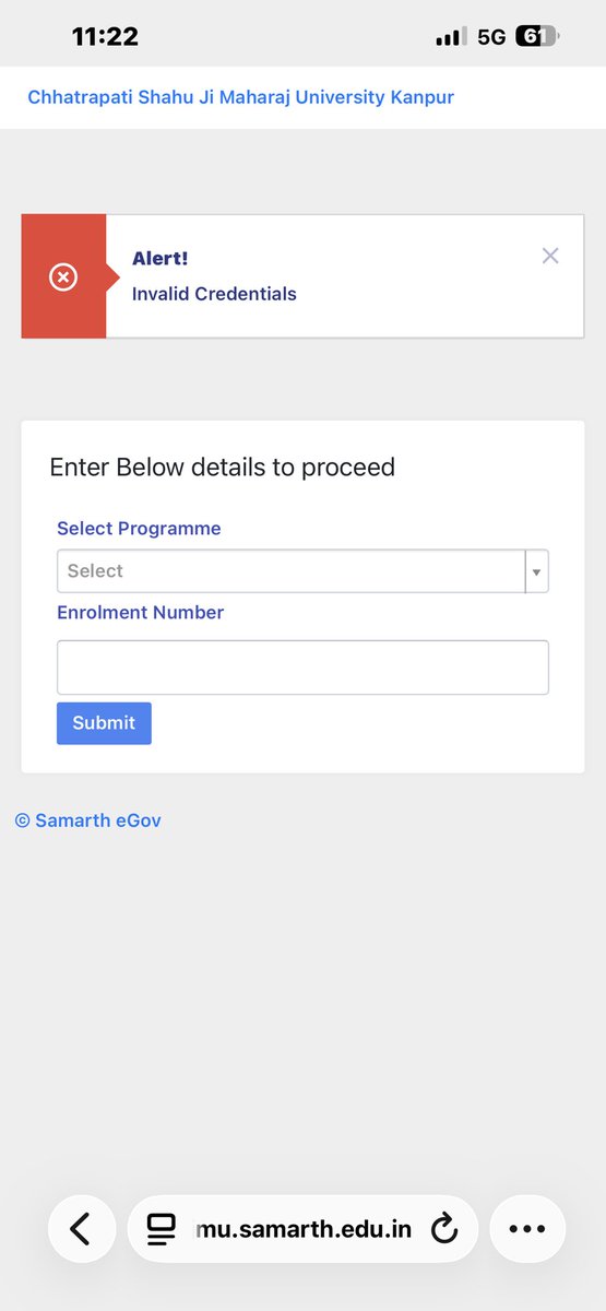 akhil9058's tweet photo. @csjmuofficial 

Main B.Ed. ka student hu mera 2025-26 2nd sem ka result aaya hai jise samarth portal par dekhne ke liye password reset kar rha hun joki nhi ho rha hai aisa hi 1st sem main bhi hua tha even sabhi details correct fill kar rha hun. https://t.co/o64FnbTPuK