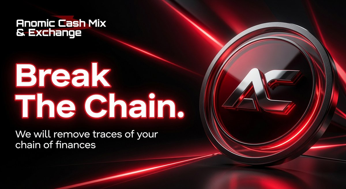 AnomicCash's tweet photo. Break the Chain. Anomic Cash Mixing and Exchange. We completely eliminate traces of your financial chain. No traces. No control. Only clean funds. Join the anonymous exchange.
#AnomicCash #BreakTheChain #CryptoPrivacy https://t.co/p7YhIH37I8
