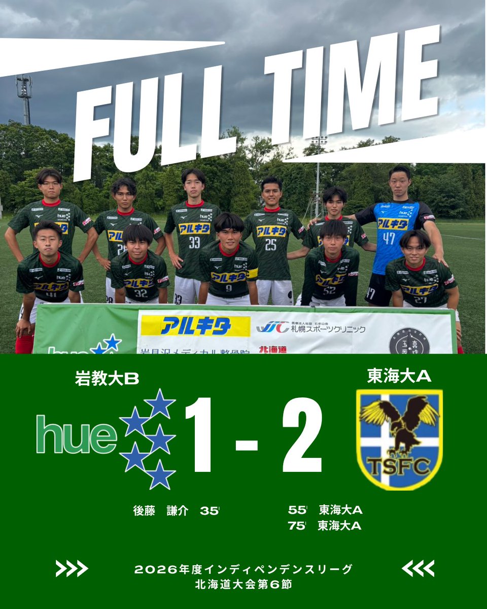 2026.06.22 📌試合結果📌 🏆インディペンデンスリーグ北海道大会第6節