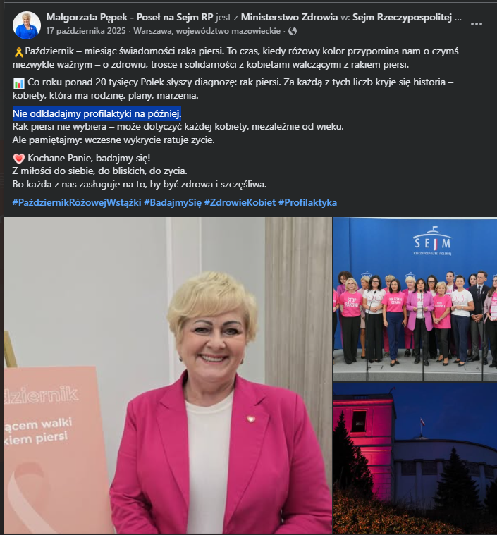 MarcelFormelaPL's tweet photo. Poseł Pępek apelowała: Nie odkładajmy profilaktyki na później. 

U siebie nie odłożyła, bo wepchała się w kolejkę. Tym samym komuś wydłużyła czas oczekiwania. 

Oddaj kobieto mandat posła. https://t.co/8Hia0dZ8Su