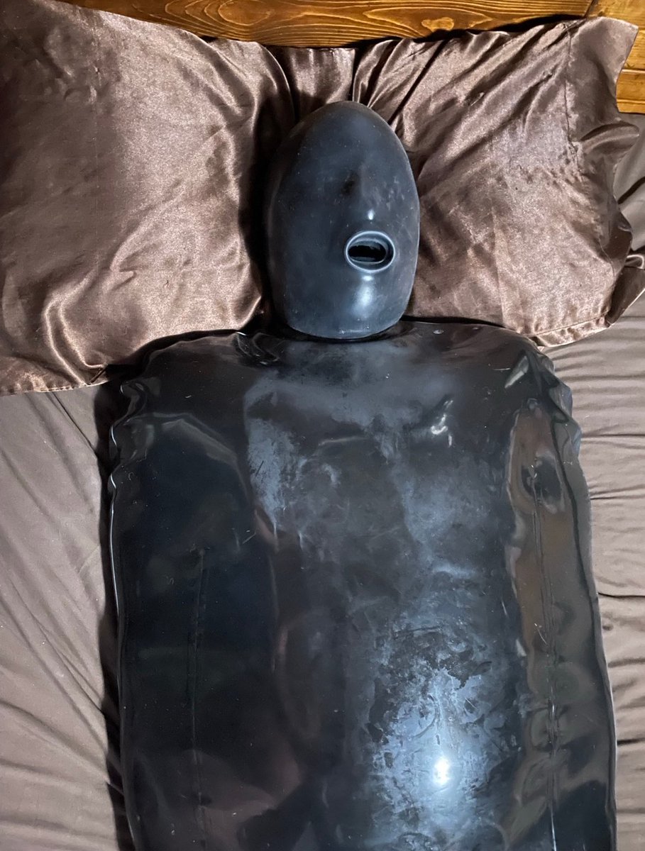 buchan48661's tweet photo. How would you like to spend some time in my thick rubber KinkProjects sleepsack and silicone balloon hood. There's a vibrating cock sheath and massive butt plug and the hood's mouth tube. If you want to feel completely consumed by rubber and all you can do is moan, send me a PM. https://t.co/JjfXH1Ghix