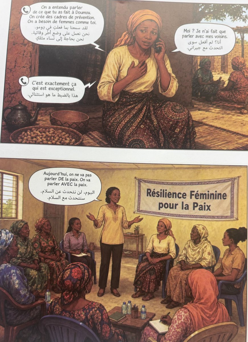 TambourdeSilenc's tweet photo. Fière d’avoir contribué au guide BD "Femmes de paix : histoires du Tchad ". 
À travers la bande dessinée, nous documentons et valorisons les récits des femmes bâtisseuses de paix au Tchad.
Documenter les parcours des femmes, c’est aussi construire une paix durable. 

Des exemplaires sont disponibles pour les institutions, ONG et OSC intéressées.
#FemmesDePaix #Tchad #LTDF #Paix #DocumentationFéministe