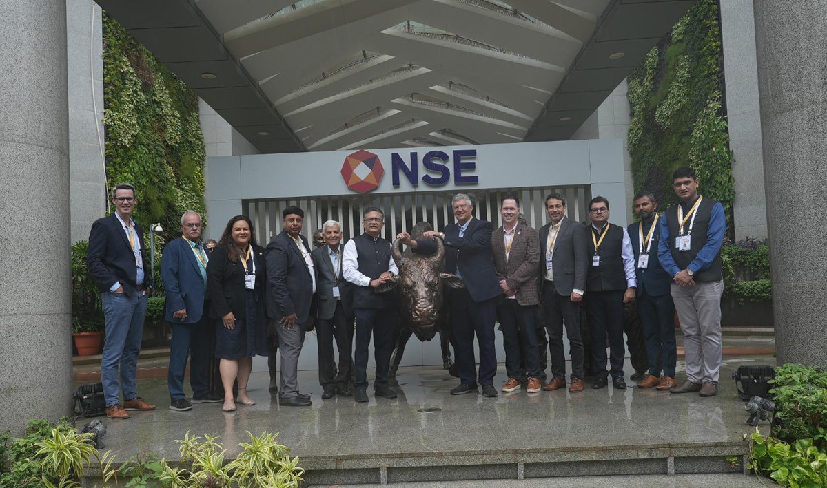 NSEIndia's tweet photo. Our MD & CEO, Shri Ashishkumar Chauhan, rang the NSE bell today alongside the distinguished delegation of U.S. Senators and Legislators under the Bharat-USA LEAP Initiative at NSE.

The delegation included Sen. Wayne Harper, NCSL President Emeritus and President Pro Tempore, Utah Senate; Sen. Ron Winterton, Member, Utah Senate; and Dr. Rahul Karad, Founder, NLC and Executive President, MIT World Peace University, Pune.

The visit featured insightful discussions on India's remarkable economic growth and transformation, the evolution of its capital and financial markets, the role of technology and innovation in driving economic development, India's business and investment landscape, and emerging opportunities to strengthen economic cooperation between India and the United States.

The engagement reflects the growing importance of cross-border dialogue and collaboration in fostering innovation, investment, and sustainable economic progress.

#NSE #NSEIndia #BharatUSALEAP @ashishchauhan  @RahulVKarad