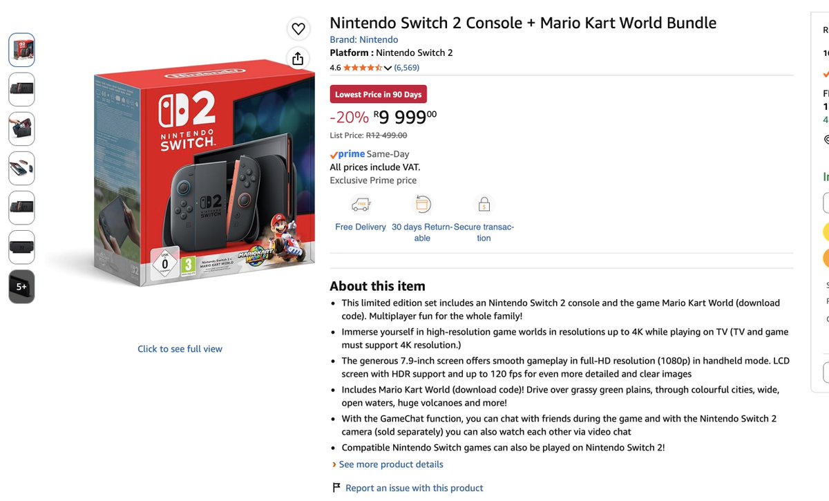 Nintendo Switch 2 Mario Kart World Bundle on sale on Amazon for