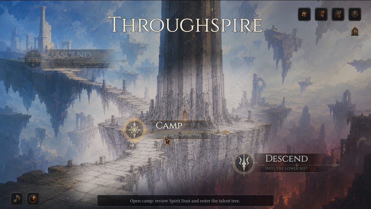 MetaMata_S's tweet photo. Main page of THROUGHSPIRE #indiegame  #indiedev https://t.co/IDn2mGJ7nK