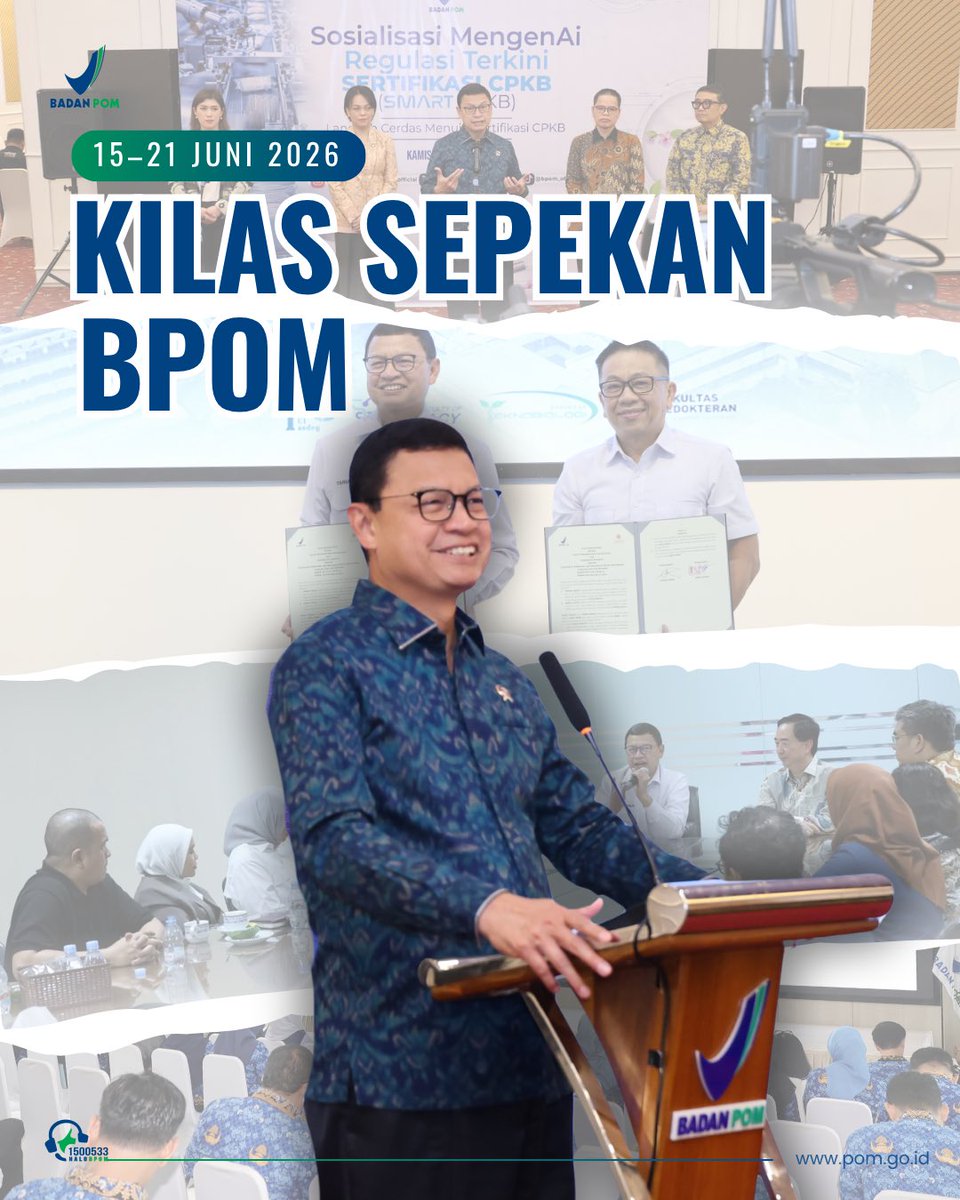 BPOM_RI's tweet photo. Hai #SahabatBPOM, dalam sepekan ini BPOM terus memperkuat perlindungan kesehatan masyarakat dan daya saing nasional melalui berbagai kegiatan strategis. https://t.co/7DoImwdpps