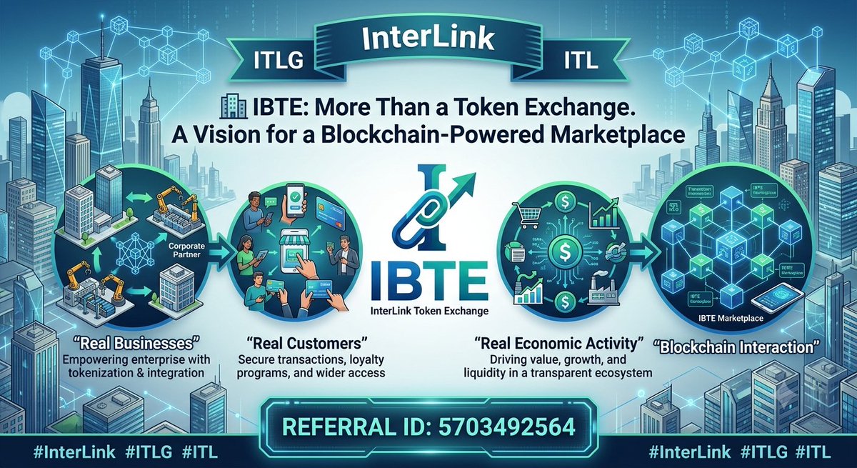 MtplSira's tweet photo. 🏢 IBTE is more than a token exchange. It represents a vision where real businesses, real customers, and real economic activity interact within a blockchain-powered marketplace.
Referral ID: 5703492564
#InterLink #ITLG #ITL https://t.co/l1KsHWHZhr