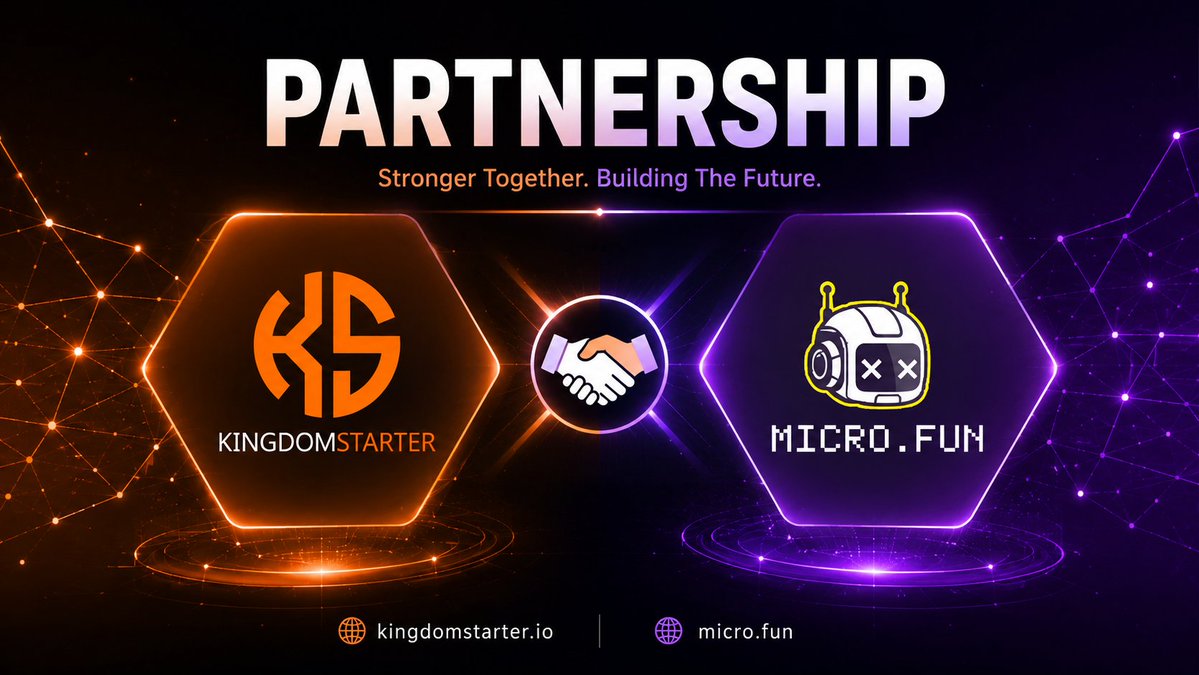 Kingdomstarter's tweet photo. 📢 KingdomStarter & @microdotfun a Strategic Partnership

♻️What is https://t.co/YuXmtFCehQ
MicroFun is a retail focused AI agent battle economy powered by $MICRO. Users create agents, enter PvE and PvP battles, progress through the platform, collect NFT item drops, and participate in a token driven flywheel built around real utility and platform sinks.

Partnership highlights:
🤝#IDO support
🤝Experience partner’s ecosystem
🤝#Marketing support
🤝Expand community & optimize users benefits
🤝Share resources of technology, NFTs & KOLs connection

#Kingdomstarter #MICRO.FUN #IDO