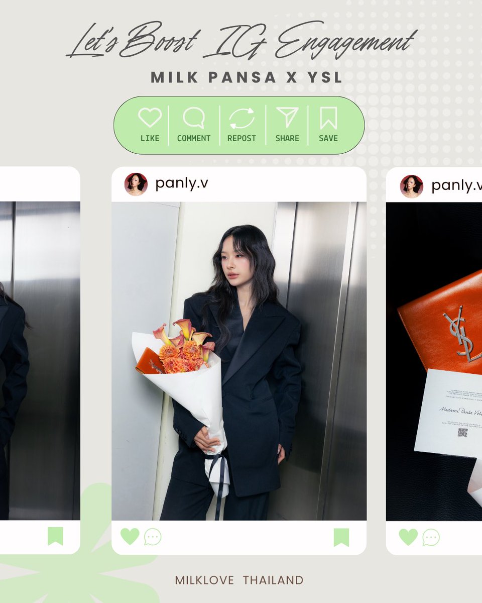 MilkLoveTH's tweet photo. 💥 Let’s boost IG engagement for MILK PANSA (@panlyyy) x YSL (@YSL)

นี่สูทอะไรคะ สูทหล่อรึเปล่า พี่ BA YSL เขามาเล่นกับใจเด็กสาวอีกแล้ว 🫪🖤✨ ไปกดไลค์ กดแชร์ เซฟโพสต์ และคอมเมนท์ให้คุณพรรษาคนเท่กันเยอะๆ น้า 🐈‍⬛✨

🔗 : https://t.co/L7ngvvpPlS

#YSL #SaintLaurent
#MilkPansa #mimiv 

❤️ Like
💬 Comment (positive + not spam emoji)
🔁 Repost
💌 Share
📥 Save Post
