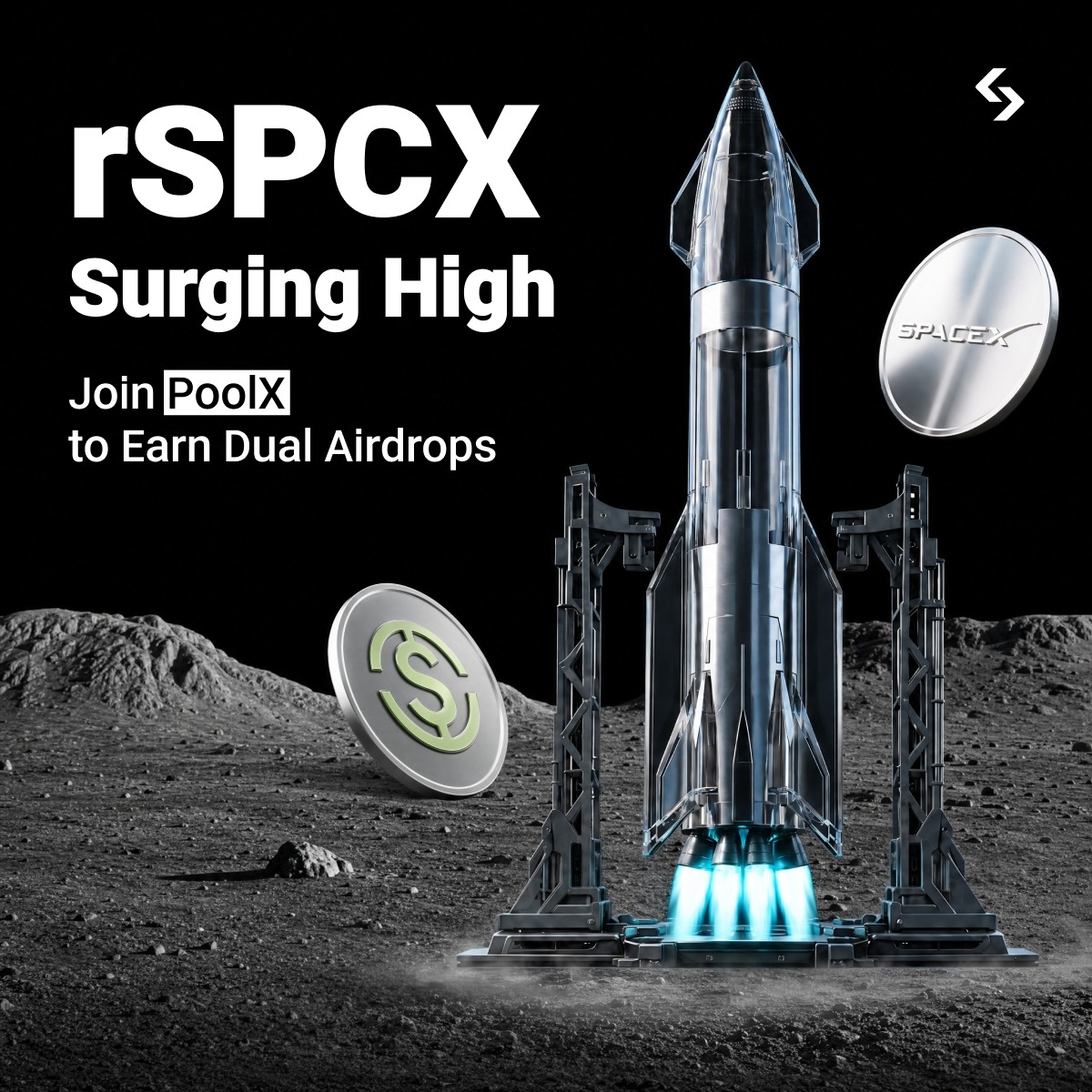 bitget's tweet photo. Will you sit on the $SPCX sidelines, or maximize profits with your holdings?

> Stake USDGO in PoolX to earn SPCX tokenized stocks
> Staked USDGO can also earn extra Hold-to-Earn rewards of up to 6% APR.

Double Falcon boosters to maximize your earnings, only at Bitget.