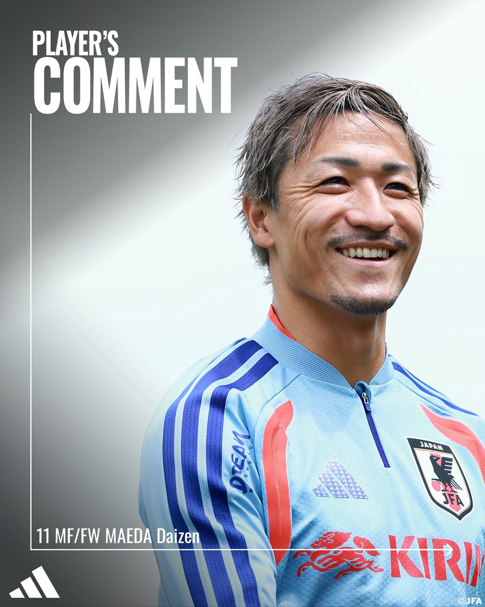 jfa_samuraiblue's tweet photo. 🔹𝗦𝗔𝗠𝗨𝗥𝗔𝗜 𝗕𝗟𝗨𝗘🔹
【2026.6.22 練習後コメント✍️】

11 MF/FW 前田大然(セルティック🏴󠁧󠁢󠁳󠁣󠁴󠁿)

#adidasFootball
#最高の景色を #サッカー日本代表 https://t.co/zWU4pgHpDi