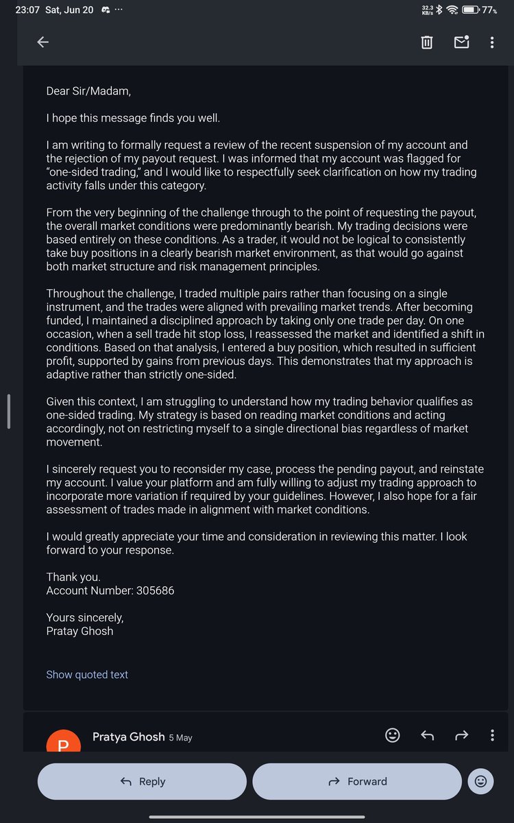 Random_trader1's tweet photo. I appreciate receiving something rather than nothing.
But my concern is for traders who actually pay for accounts.
Based on my experience, I cannot recommend Upcomers and I believe traders should proceed with caution.
#PropFirm #FundedTrader #Forex #FuturesTrading #TradingCommun https://t.co/8K04kFBJJT