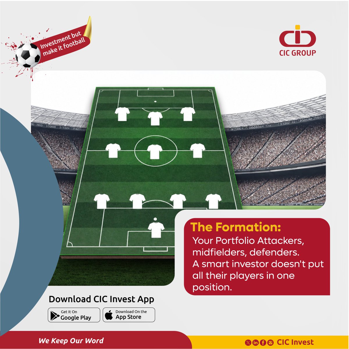 CIC_Invest's tweet photo. Football’s biggest stage is here! Before you pick your dream team, make sure your money and investment team is ready to win too. Score big with CIC Invest download the app today on Playstore : https://t.co/0V58DgxLJQ  and be part of the team ! https://t.co/dNWcuC2mfX