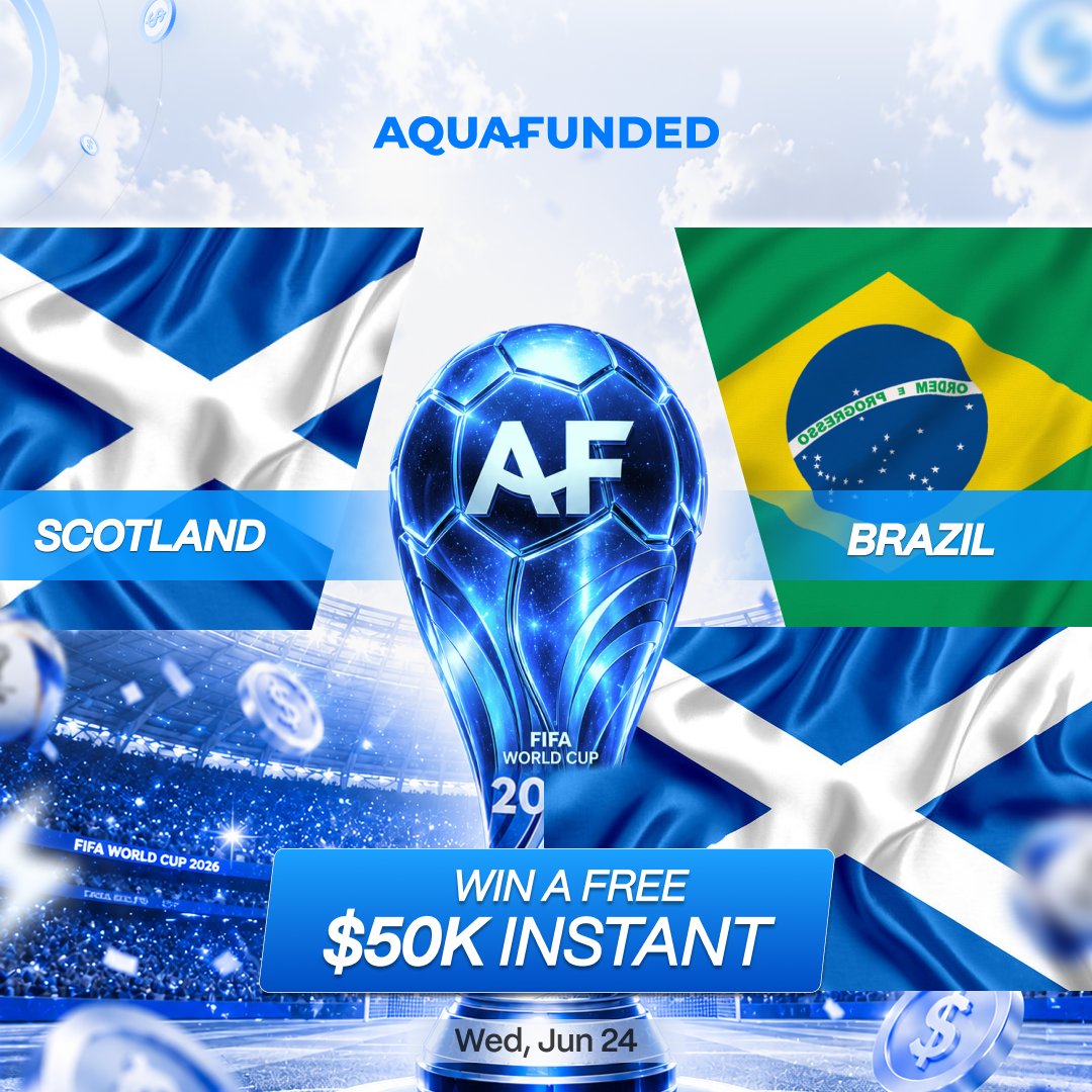 AquaFunded's tweet photo. Scotland vs Brazil 🏴󠁧󠁢󠁳󠁣󠁴󠁿 🇧🇷

We’re giving away a $50,000 instant funded account

All you have to do is predict the final score in the comments and follow us

If you get it right, you may win 🏆 https://t.co/Gvv8cvdZ1m