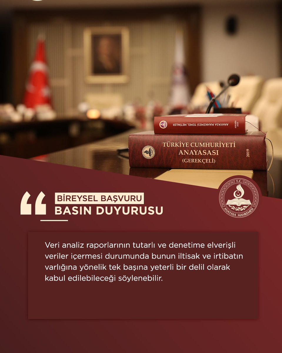 AYMBASKANLIGI's tweet photo. Anayasa Mahkemesi, FETÖ/PDY ile iltisakları ve irtibatları oldukları değerlendirilerek kamu görevinden çıkarılmaları nedeniyle yapılan başvuruları karara bağladı.
https://t.co/BIt9Ud8de9 https://t.co/YAS3ikJmld