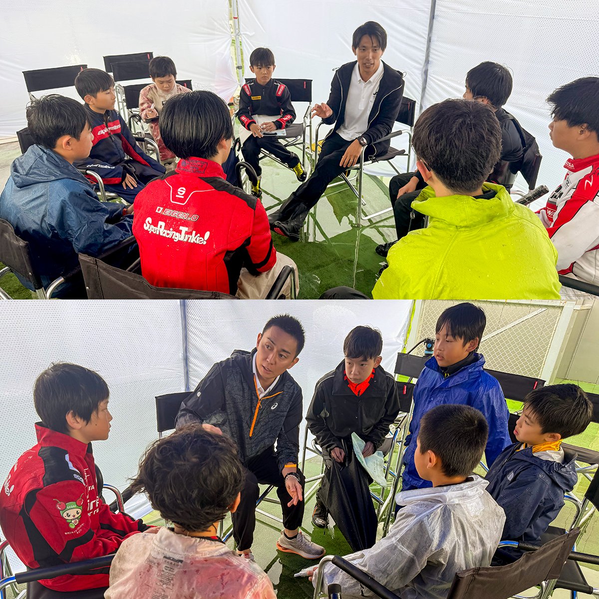 jka_or_jp's tweet photo. 地域発掘プロジェクト🏎️
6/21(日)に第3回・4回を同日開催。
サーキット秋ヶ瀬には、山本尚貴チェアマンと坪井翔選手が。スポーツランドSUGO 国際西コースには、山内英輝選手と平峰一貴選手が訪問し、アドバイス会も走行も、選手たちは全力で取り組んでいました。
#Karting
#カート https://t.co/pIYds7IOed