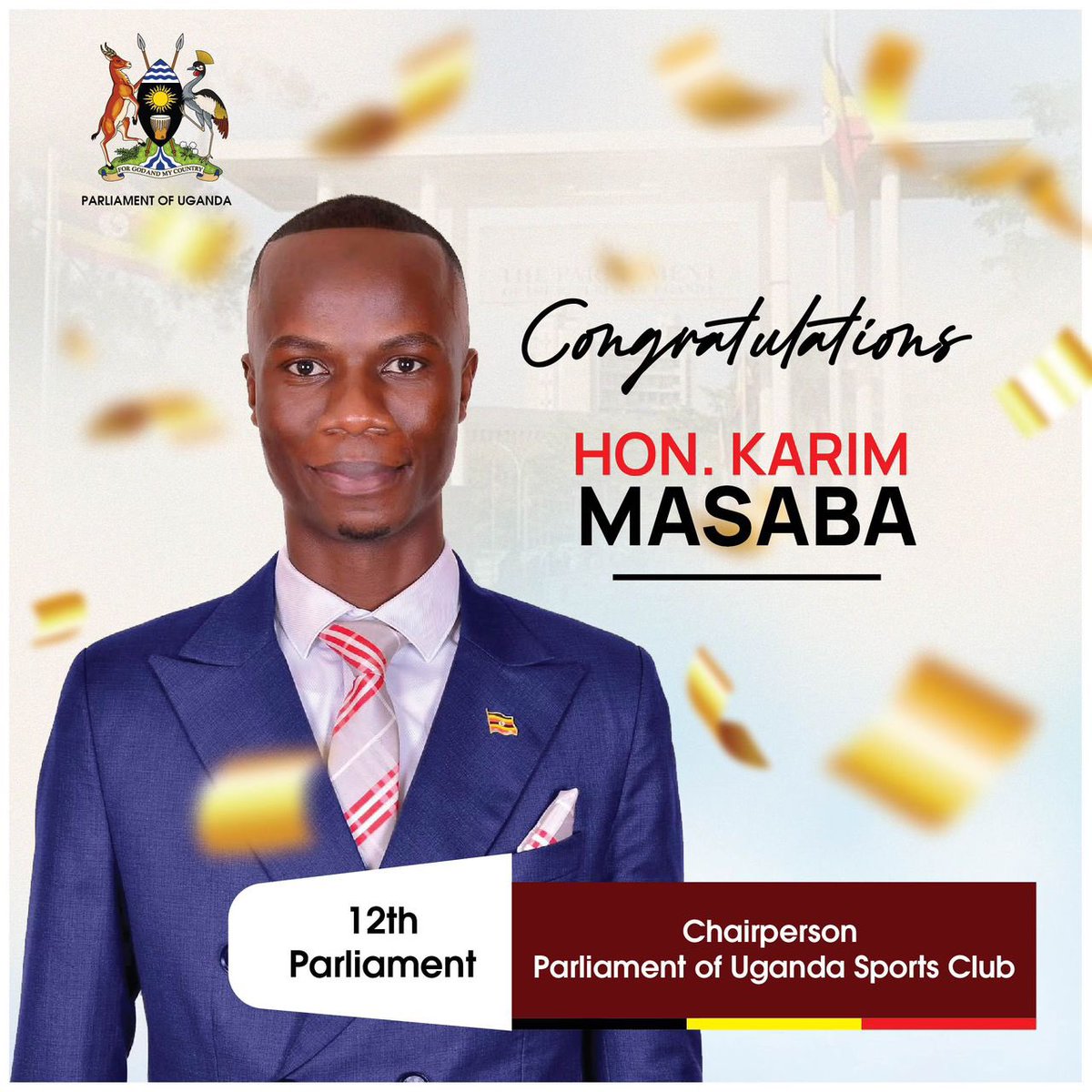 Parliament_Fc's tweet photo. Heartfelt Congratulations to Hon @masabakarim the Newly Elected Chairperson, Uganda Parliamentary Sports Club.

Your win is a deserved recognition of hard work &amp; commitment towards sports. We are confident you will lead with wisdom &amp; excellence

Best wishes &amp; a successful tenure. https://t.co/2QPwewExbC