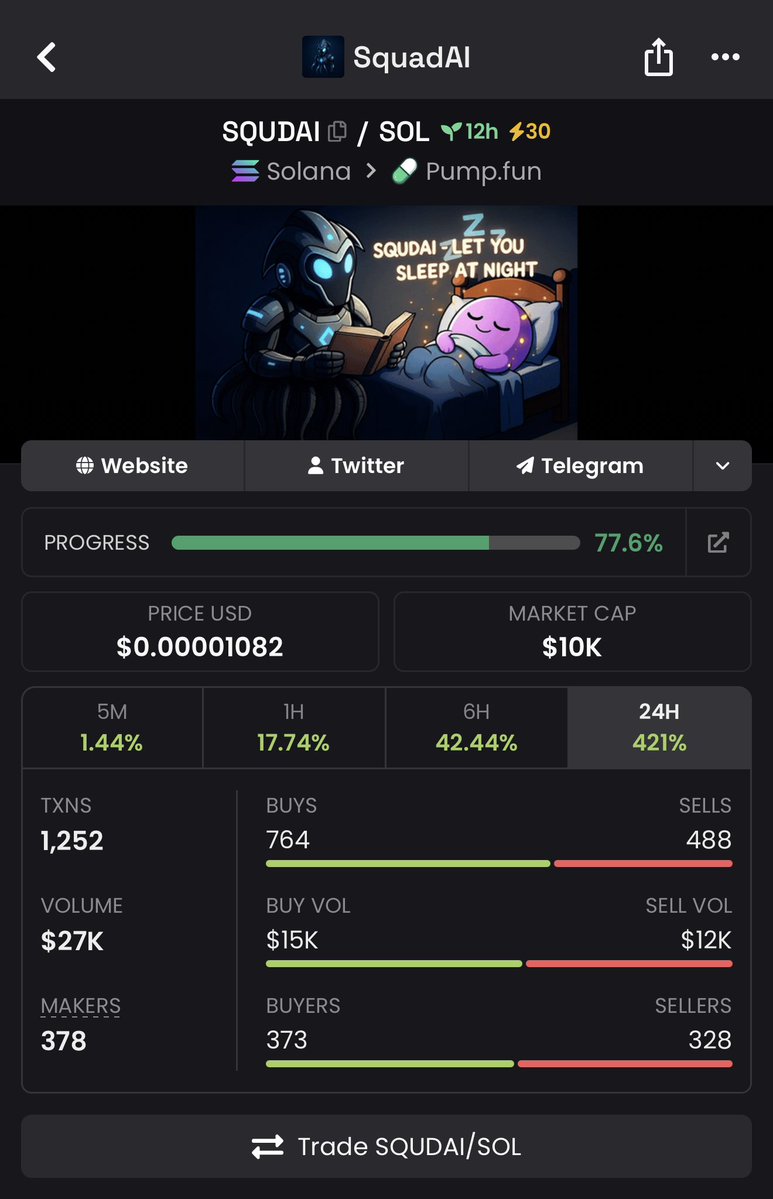 squadaionsol's tweet photo. @Pumpfun great platform! We're getting close. https://t.co/C05xiFdOV2