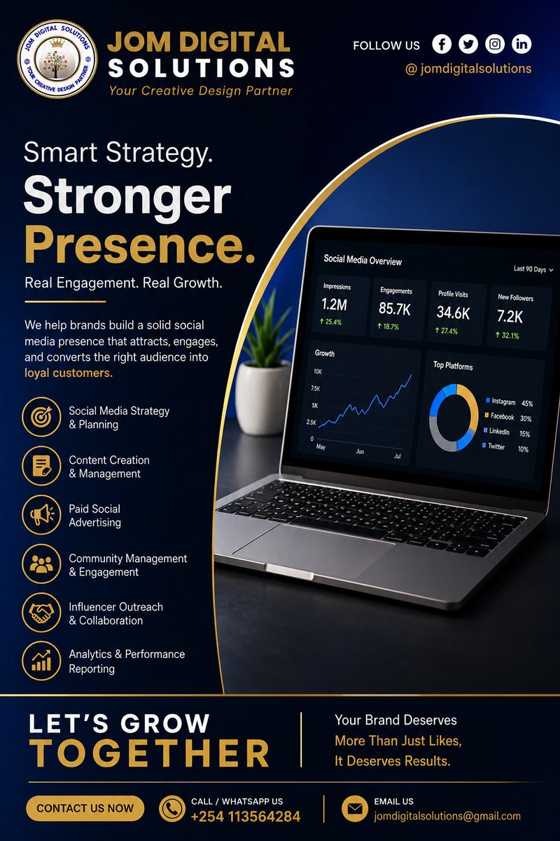 JomDigital73084's tweet photo. 🚀 Your business deserves more than likes, it deserves RESULTS! 📈

From branding, graphic design, social media management, web design to digital marketing, JOM DIGITAL SOLUTIONS helps brands grow, engage and convert.

📞 +254 113 564 284
📧 jomdigitalsolutions@gmail.com https://t.co/UAem0eauC9