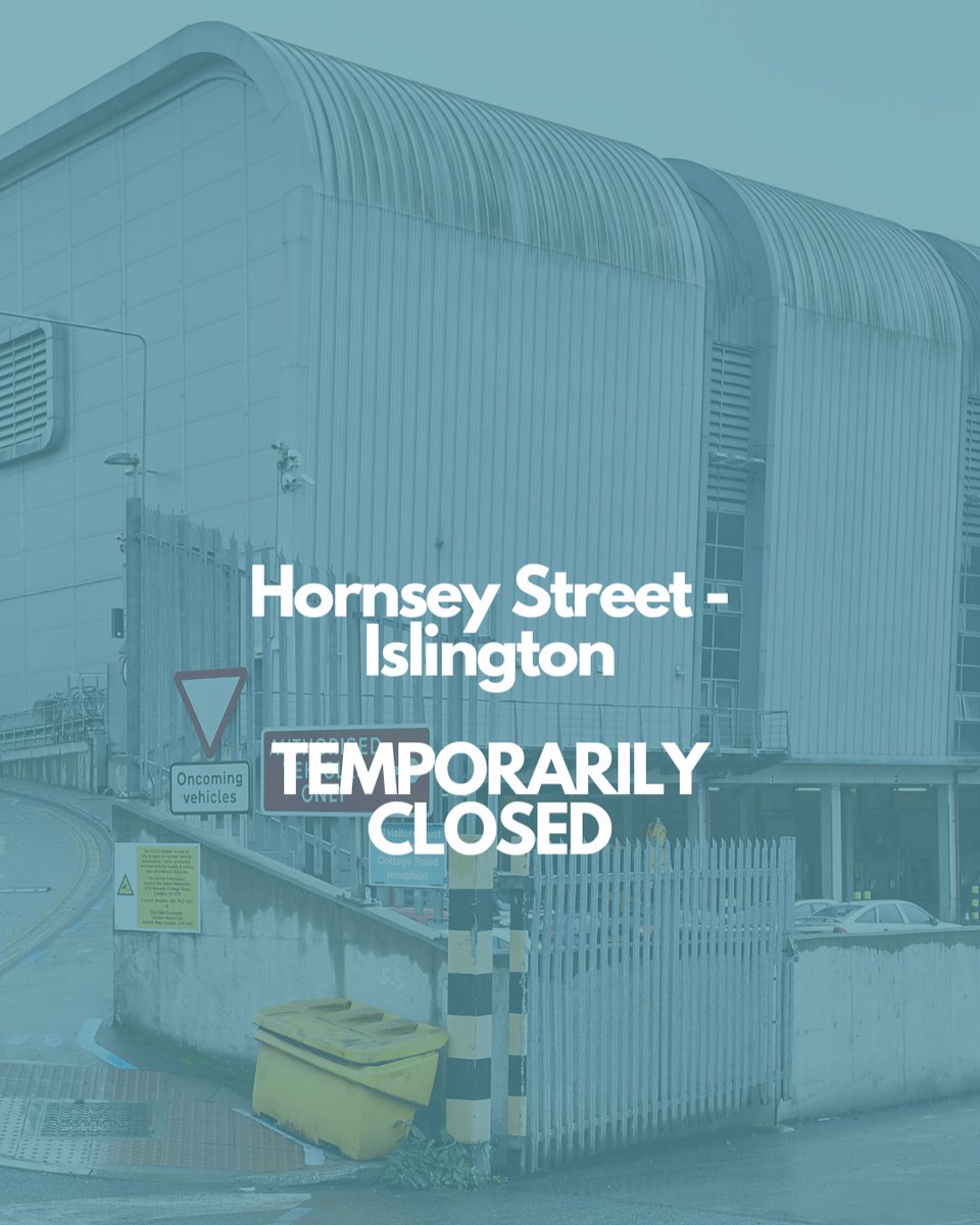 connectNLWA's tweet photo. ⚠️ Temporary closure of Hornsey St reuse and recycling centre ⚠️

Due to a damages from a fire, our Hornsey Street site is still closed today (Tuesday 23 June)

We are working hard to fix the problem and re-open as soon as possible.

In the meantime, please use one of our other reuse and recycling centres: https://t.co/3KdnixffGe

We will post as soon as the site has reopened.
