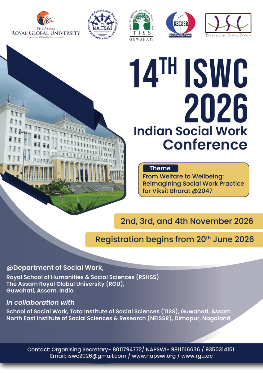 napswi_connect's tweet photo. Registrations are officially live for the 14th Indian Social Work Conference (ISWC) 2026! 🚀 https://t.co/8njnd9p9el