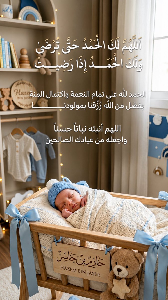 8jeso's tweet photo. الحمدلله الذي بنعمته تتم الصالحات..🤍 
الحمدلله الذي أعطى وأكرم ..
رزقنا الله بمولود وأسميته (  حازم  ) اسأل الله أن يبارك فيه ويرزقنا بِرّه .. وأن يجعله من حفظة كتابه الكريم يارب 🤲 https://t.co/bizTEYC7ND