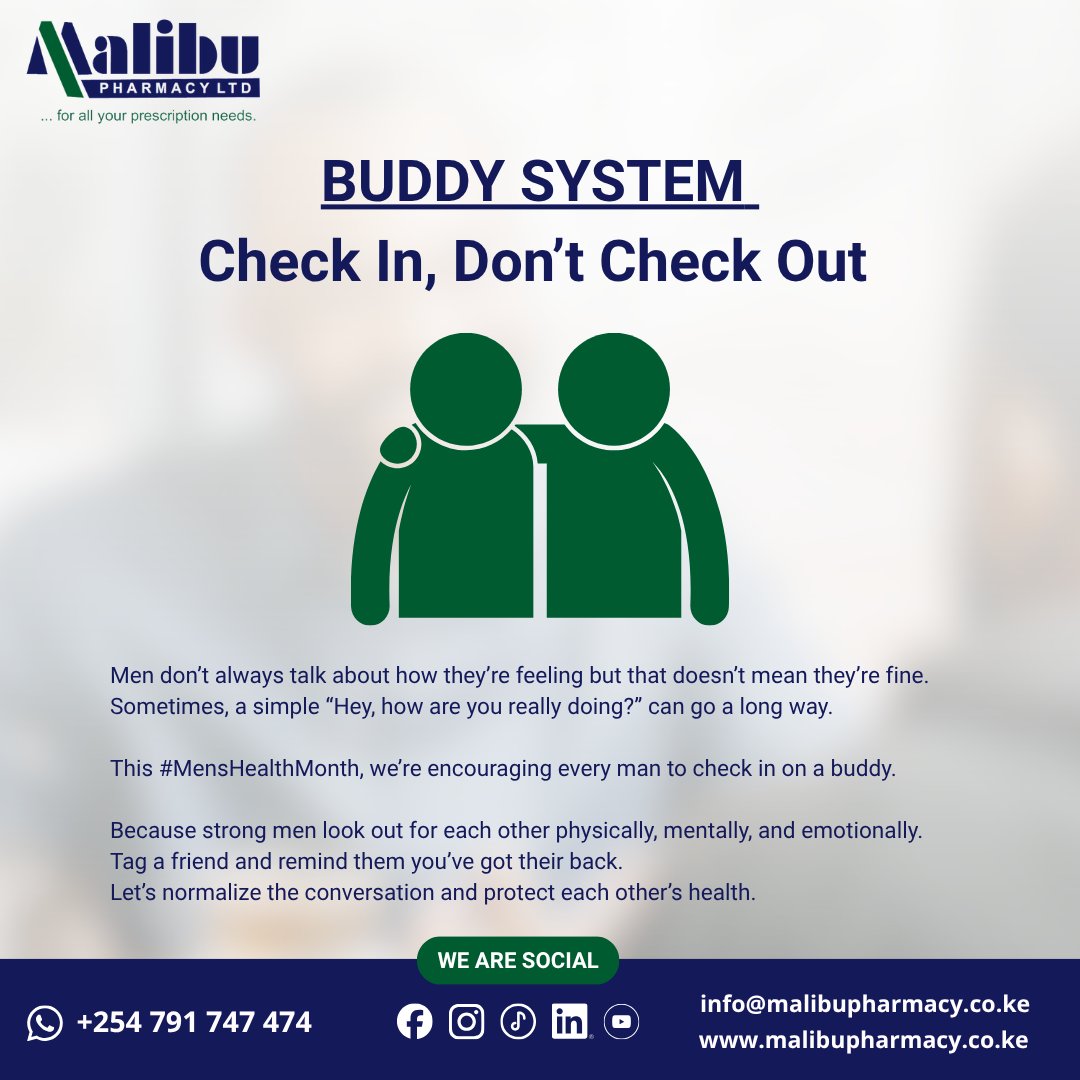 malibupharmacy's tweet photo. Check in. Listen. Support.

One conversation could be exactly what someone needs today. Let's normalize talking about mental health and remind the men in our lives that they don't have to face challenges alone.

💚 Tag your buddy below. https://t.co/s2jrSgDoXj