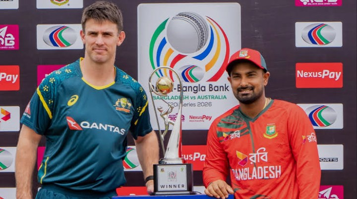 AmanRahii's tweet photo. Australia Tour of Bangladesh 2026

ODI Series: Bangladesh won 2-1 ✅ 

► 1st ODI: Bangladesh won by 86 runs (DLS)
► 2nd ODI: Bangladesh won by 5 wickets (DLS)
► 3rd ODI: Australia won by 1 wicket

T20I Series: Australia won 3-0

► 1st T20I: Australia won by 4 wickets
► 2nd T20I: Australia won by 7 runs
► 3rd T20I: Australia won by 7 wickets

Historic ODI series win for Bangladesh 🇧🇩 | Australia complete T20I whitewash