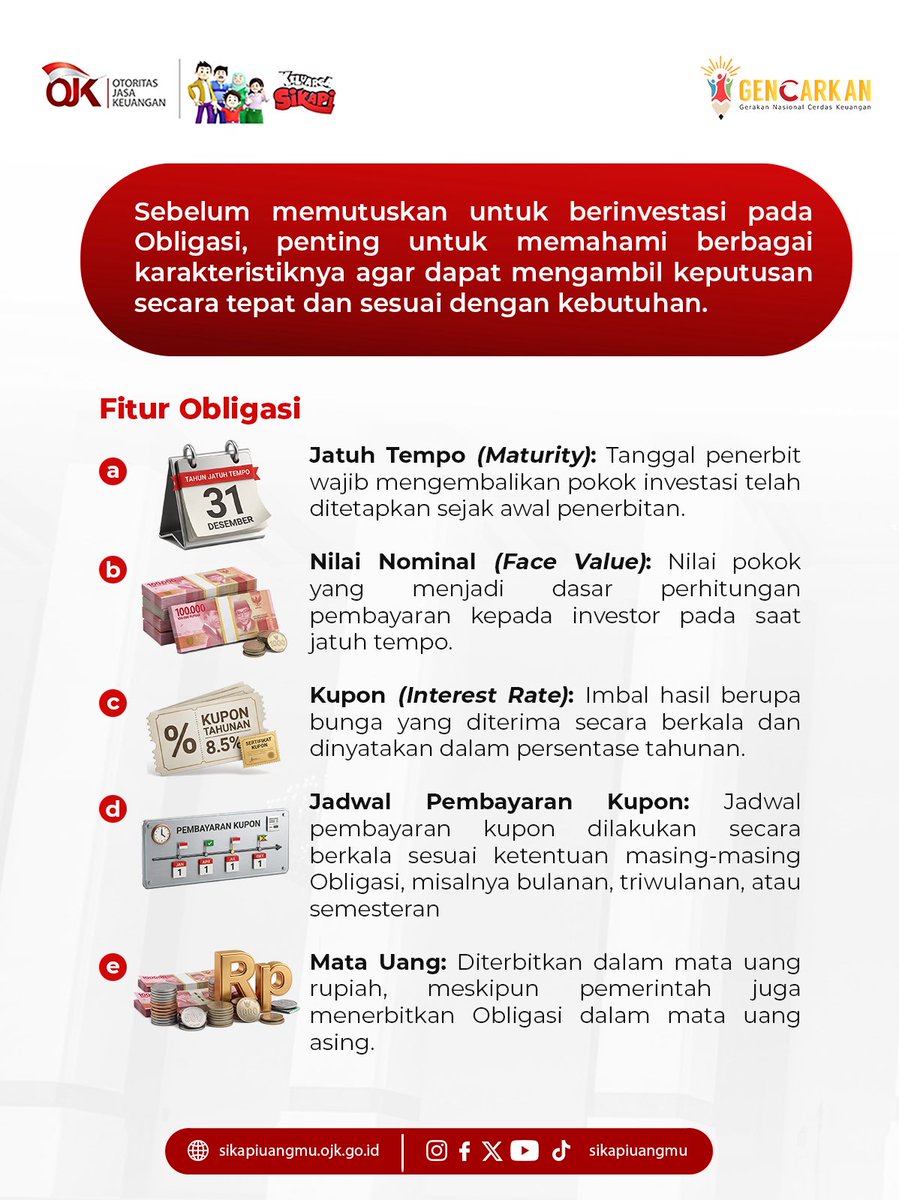 sikapiuangmu's tweet photo. Dengan memahami karakteristik, manfaat, risiko, hak, dan kewajiban sebagai investor, Sobat dapat mengambil keputusan investasi secara lebih bijak dan sesuai dengan tujuan keuangan yang ingin dicapai.

#SikapiUangmu #OJK #Investasi #PasarModal #Obligasi

(2/2) https://t.co/sFgPwgc5vx