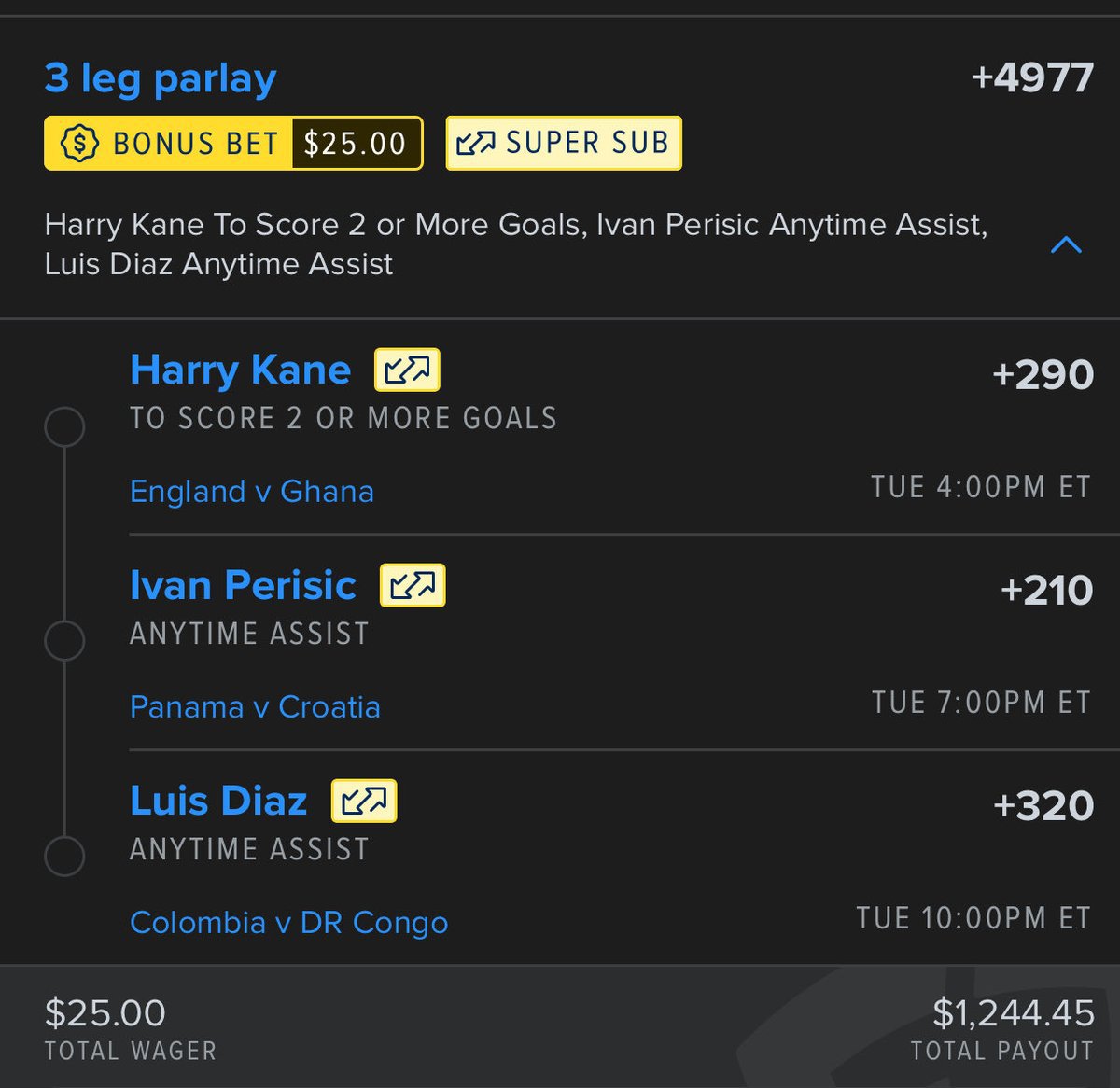 VictorScot001's tweet photo. This one looks nice for tomorrows games 🍀

#FifaWorldCup #GamblingX https://t.co/HsqQSjDGjV