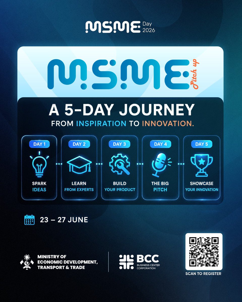 BCC_mv's tweet photo. Only the first 10 teams will be selected.
If you’ve been thinking about joining, now is the time.
Find a teammate and register today.
#MSMEPitch2026 #BCC #DhiveheenahIskan https://t.co/Scc5jW7d6C